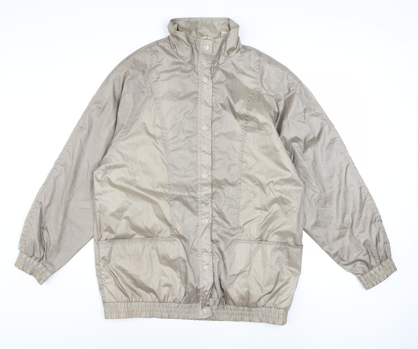 Haband Women Beige Nylon Lined Windbreaker Jacket Size M