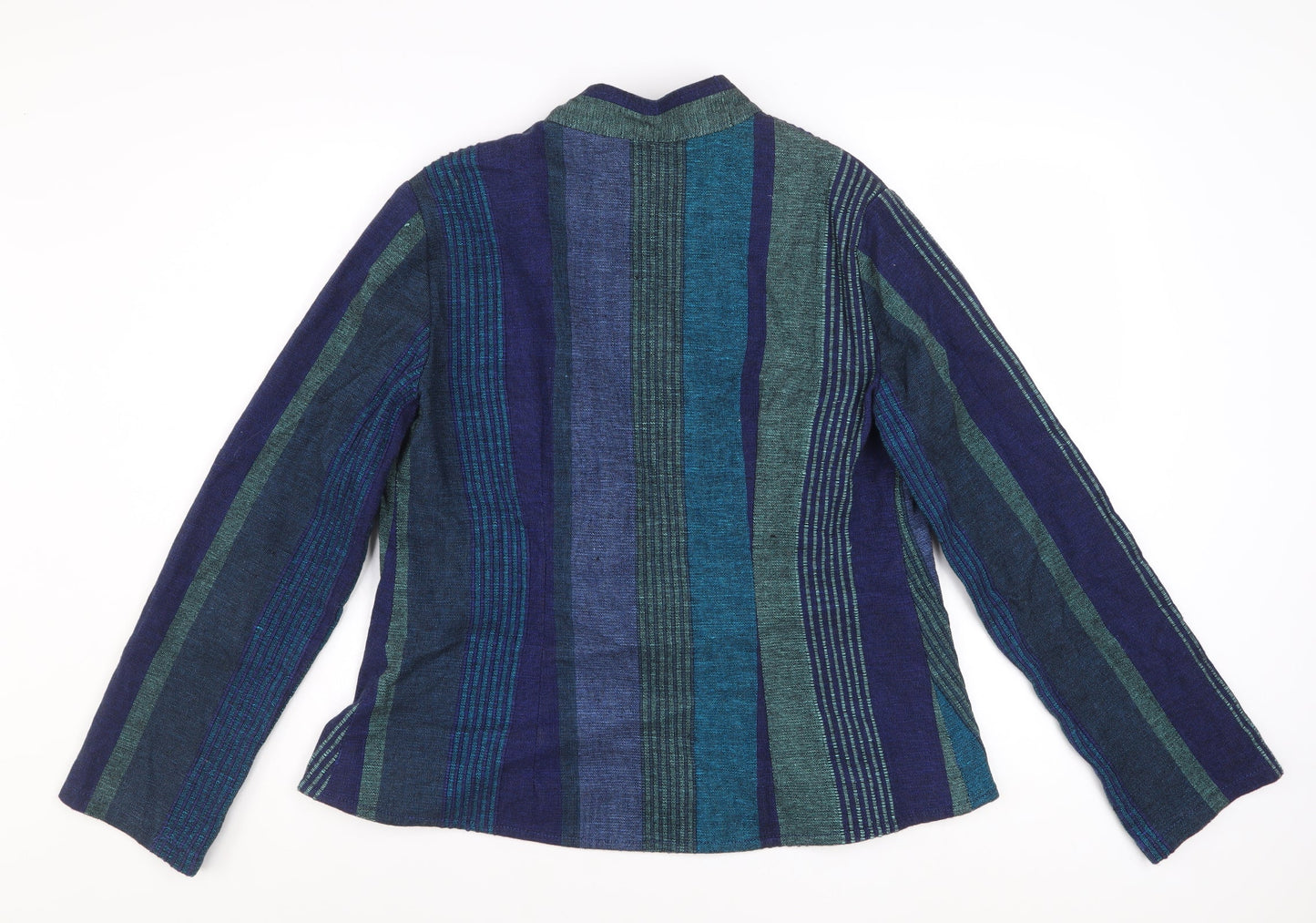 Skye Smocks Women’s Blue Striped Handmade Cotton Jacket Size L