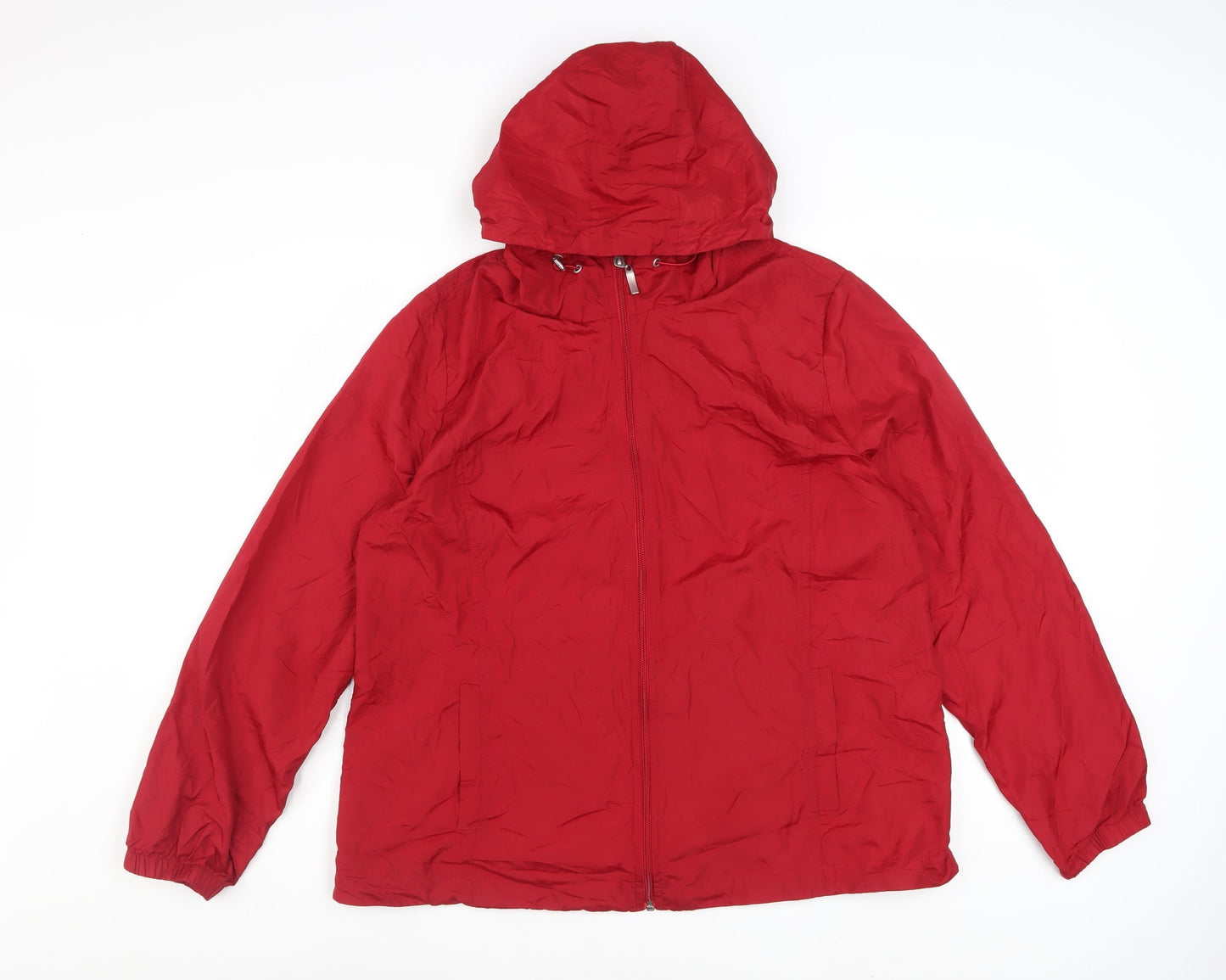 Northern Reflections Women's Red Hooded Packaway Windbreaker Jacket L