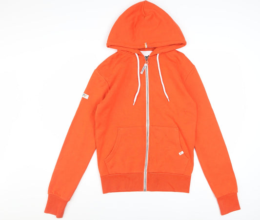 Superdry Mens Orange Full Zip Hoodie XS Regular Fit Fleece