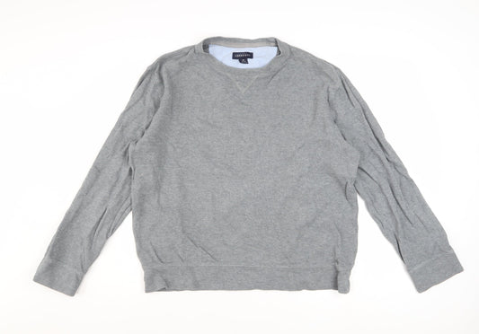 Lands' End Men's Grey Cotton Crew Neck Sweatshirt M Regular Fit