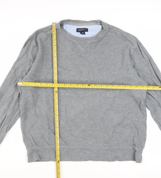 Lands' End Men's Grey Cotton Crew Neck Sweatshirt M Regular Fit