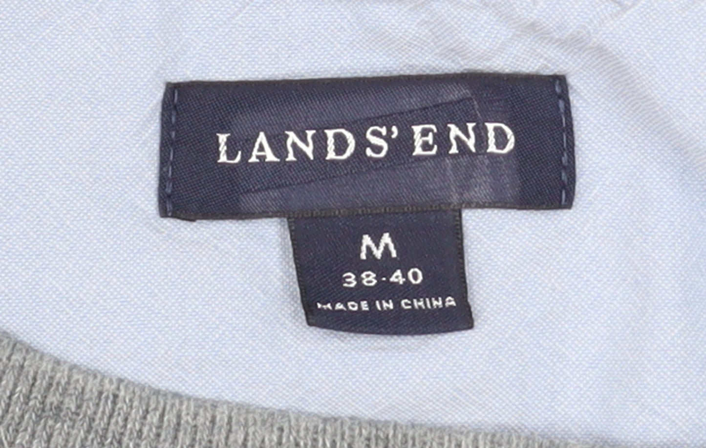 Lands' End Men's Grey Cotton Crew Neck Sweatshirt M Regular Fit