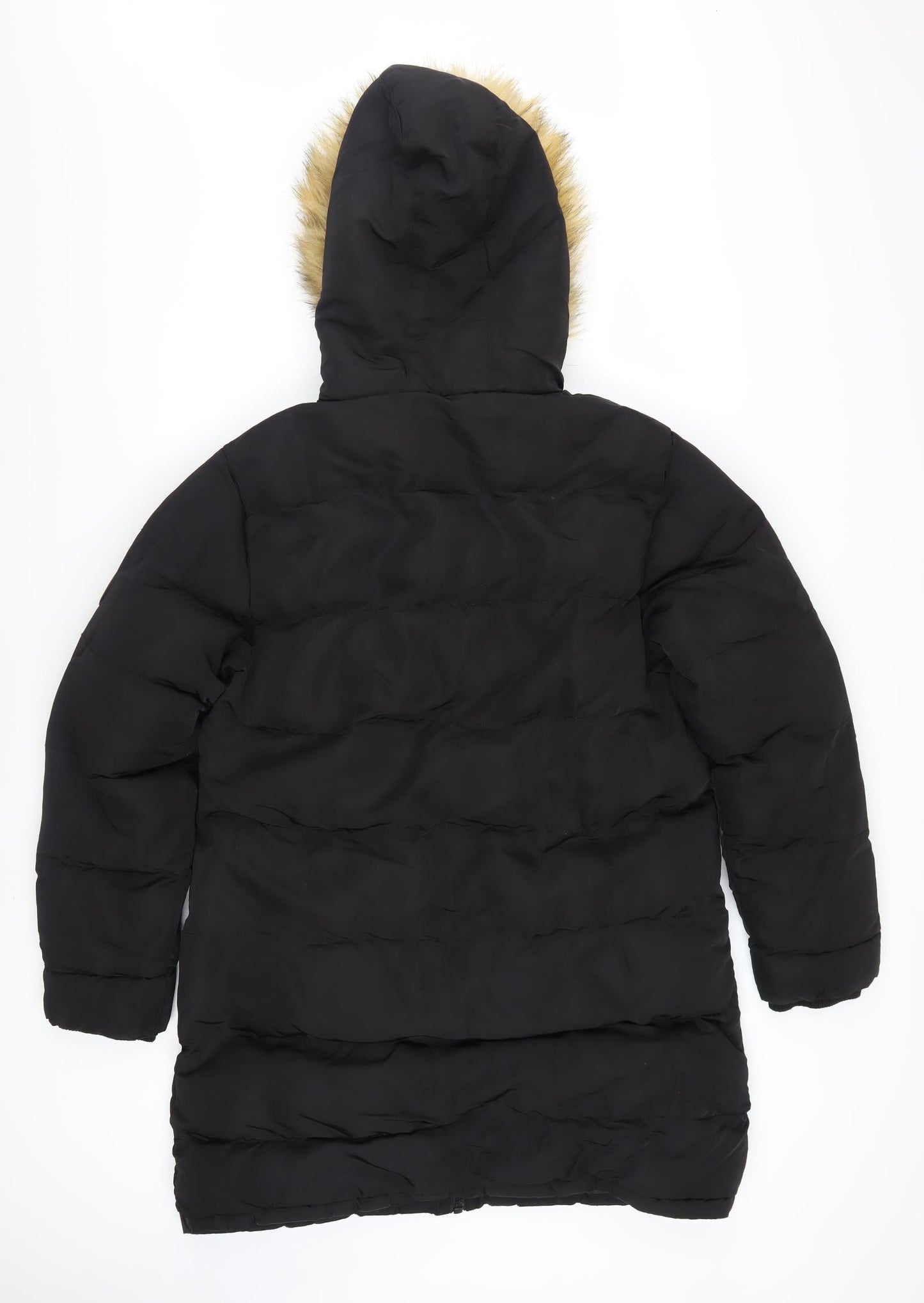 SoulCal & Co Women’s Black Long Hooded Puffer Coat Size 12
