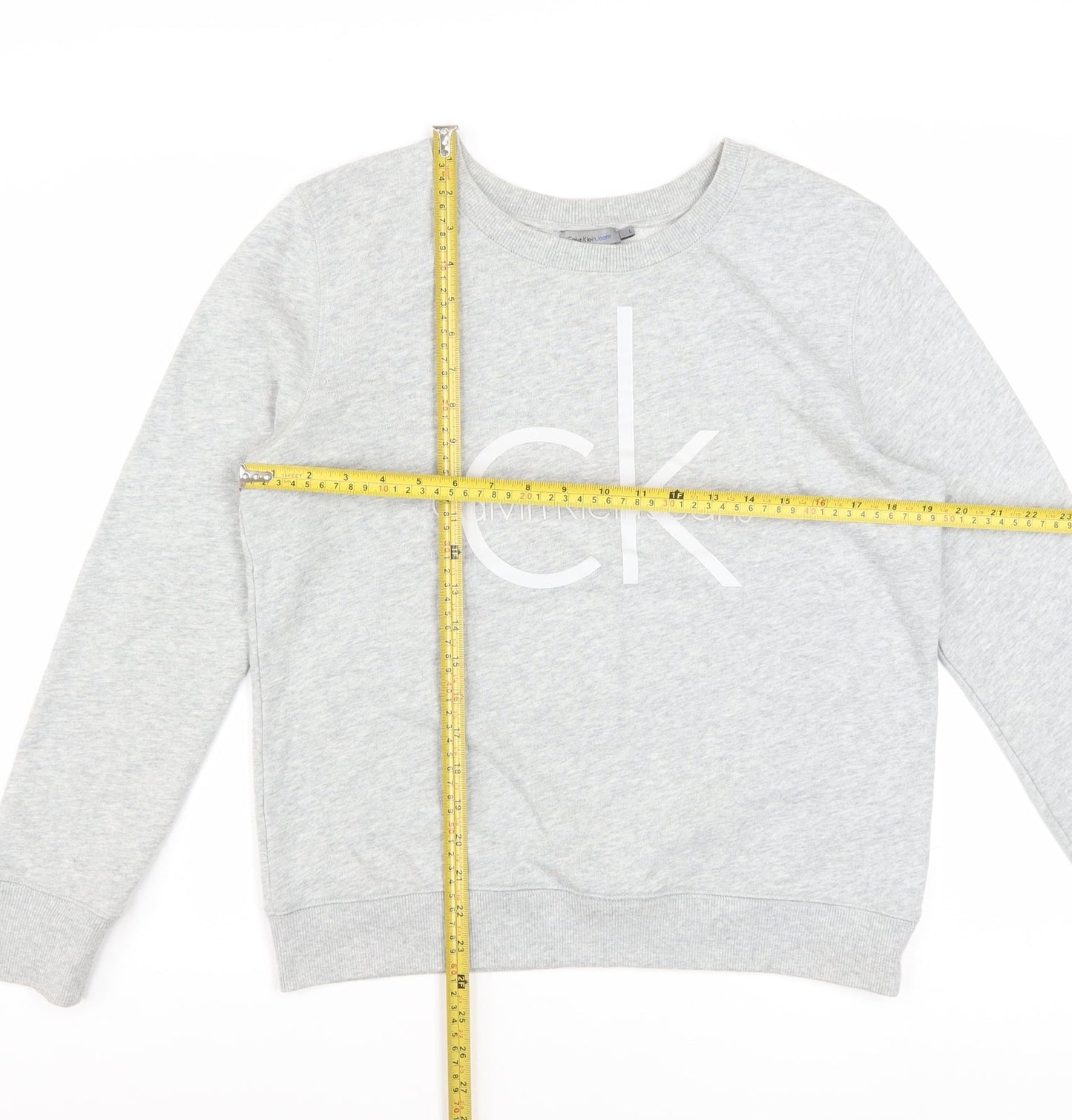 Calvin Klein Jeans Womens Grey Logo Pullover Sweatshirt Size L