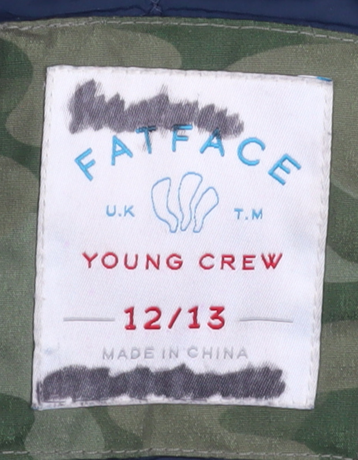 FatFace Boys Green Camo Parka Coat 12-13 Years Hooded Lined Water Resistant