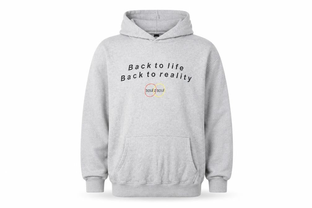 Soul II Soul Men's Grey Hoodie L Pullover Graphic Print Cotton