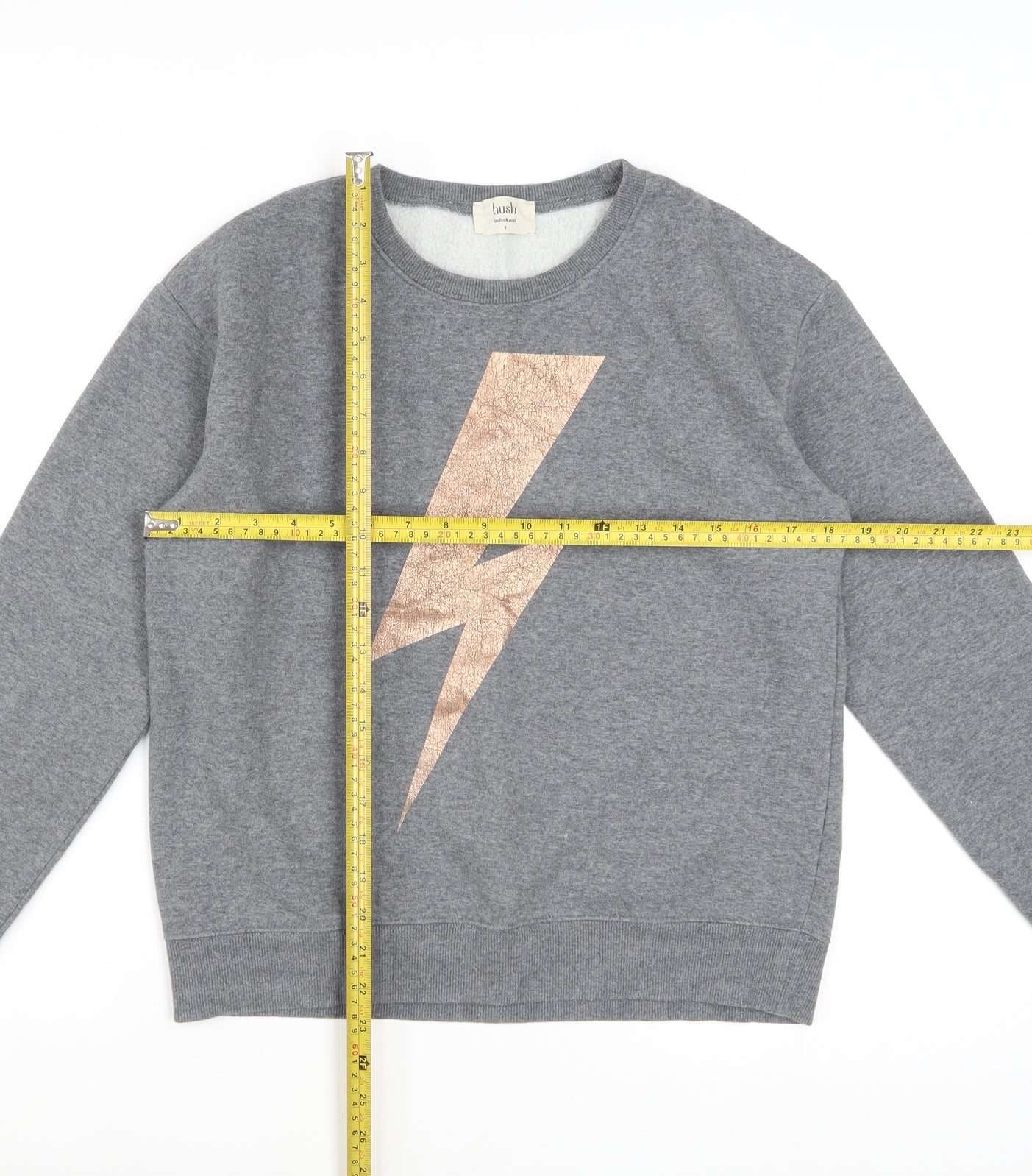 Hush Womens Grey Lightning Bolt Pullover Sweatshirt Size S