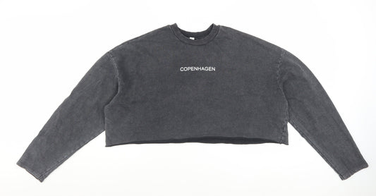 Topshop Women Charcoal Grey Crop Pullover Sweatshirt UK 8