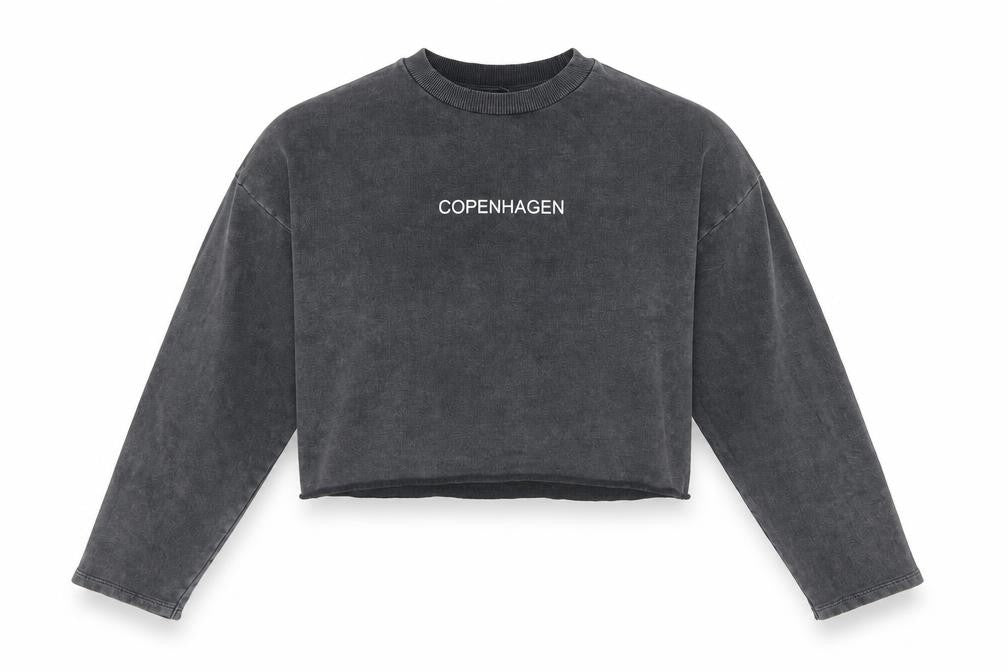 Topshop Women Charcoal Grey Crop Pullover Sweatshirt UK 8