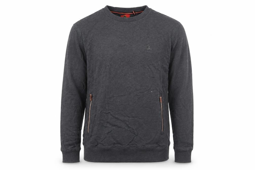 Luke Men's Grey Crew Neck Zip Pocket Sweatshirt Medium