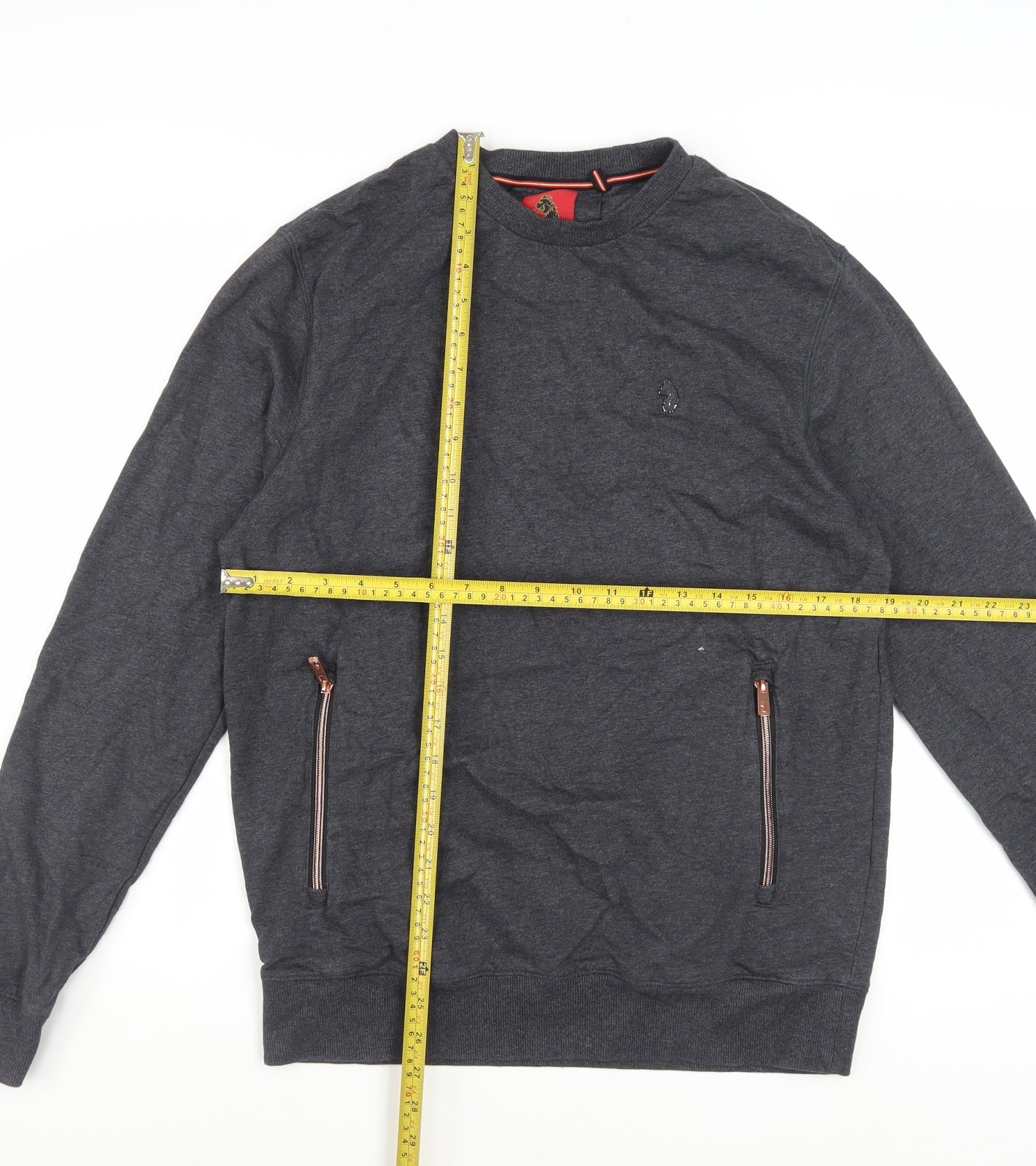 Luke Men's Grey Crew Neck Zip Pocket Sweatshirt Medium