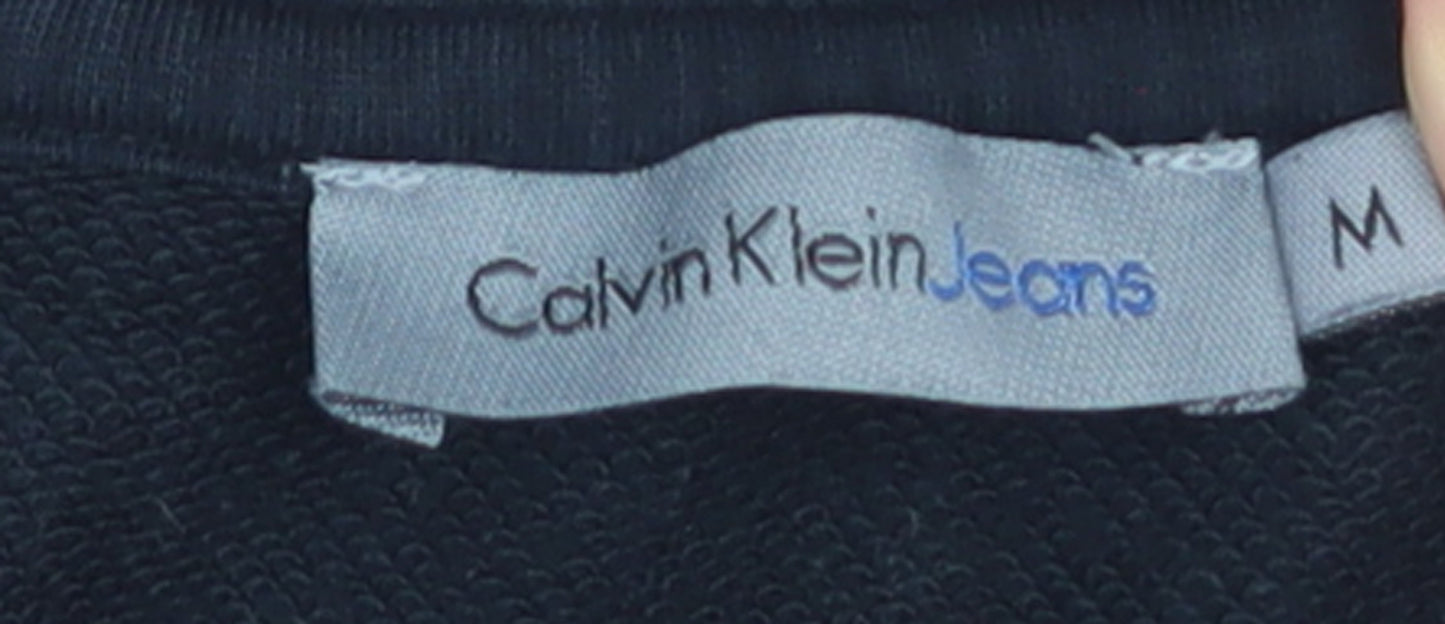 Calvin Klein Jeans Women Black Cotton Blend Pullover Sweatshirt M