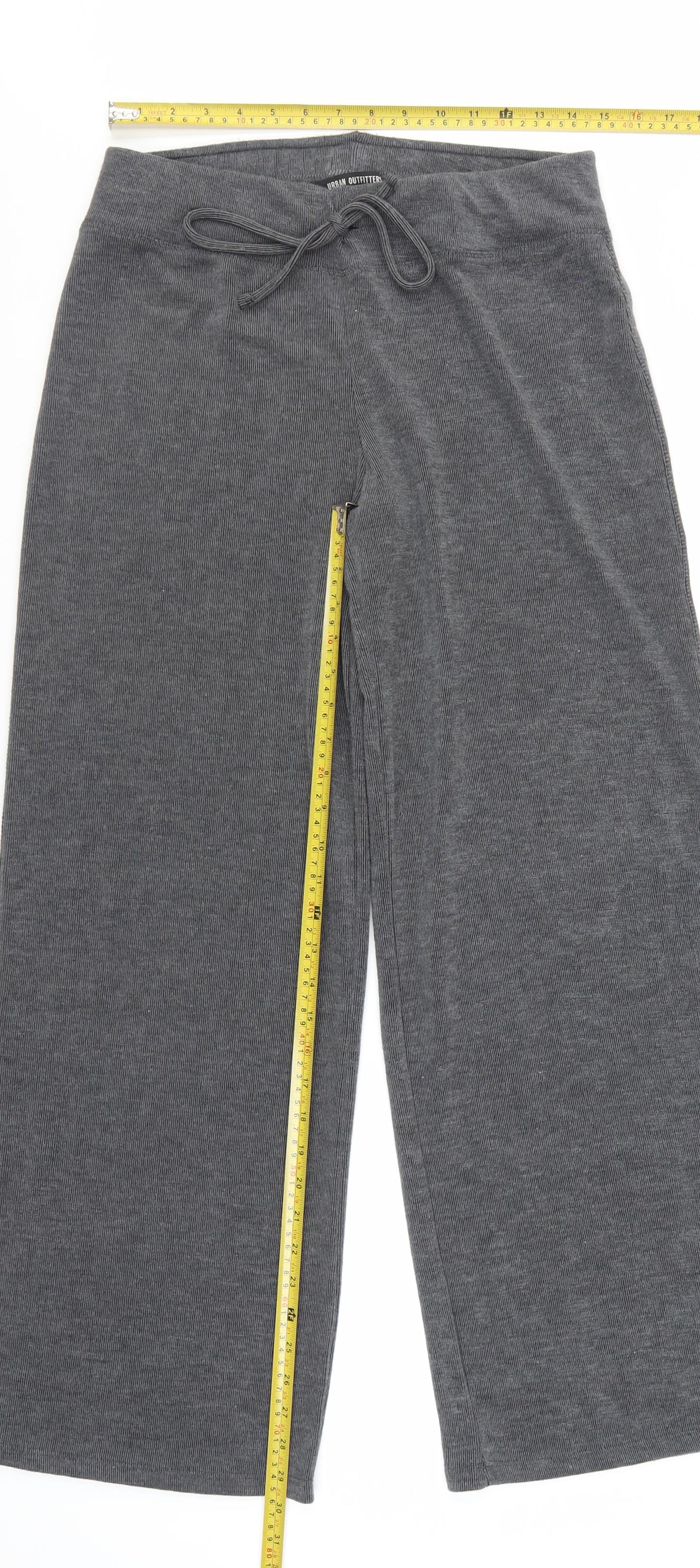Urban Outfitters Women Grey Wide-Leg Trousers L Elastic Waist Soft Knit