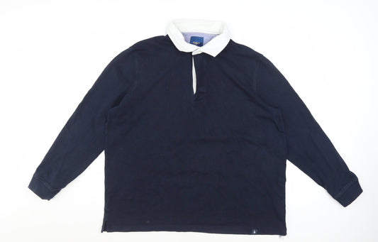 Cotton Traders Men's Navy Long Sleeve Rugby Polo 2XL