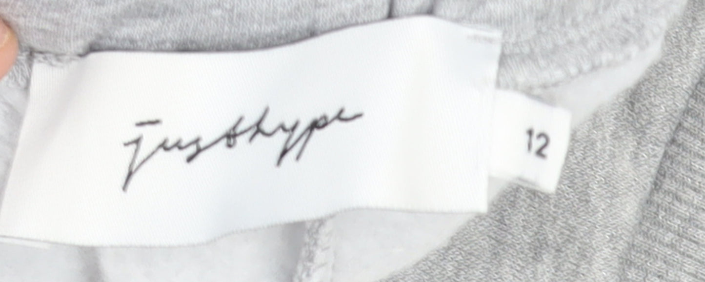 Hype Womens Grey Jogger Trousers Size 12 Regular Fit Logo Drawstring