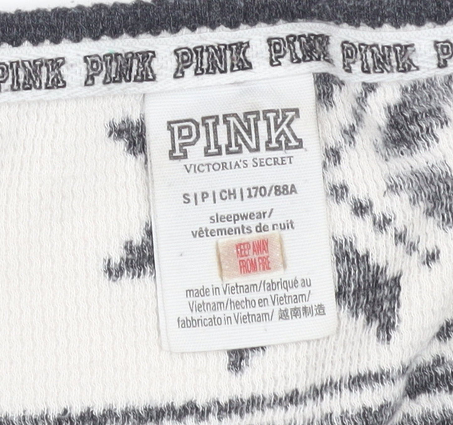 Victoria's Secret PINK Womens Black Fair Isle Long Sleeve Nightshirt S