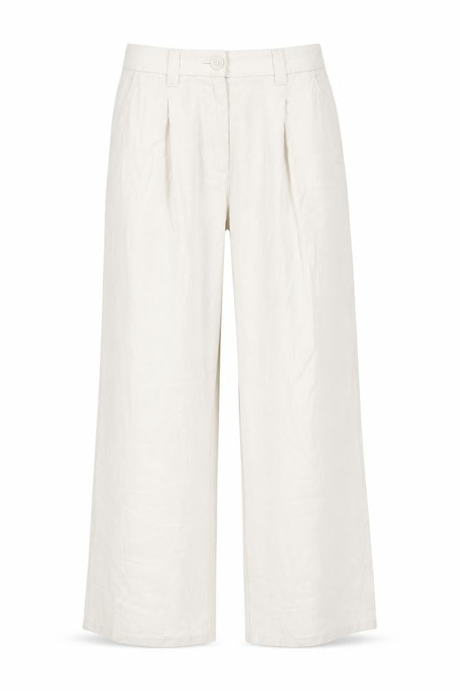 Front view of ASOS Women Beige Wide-Leg High Rise Pleated Trousers, size 6