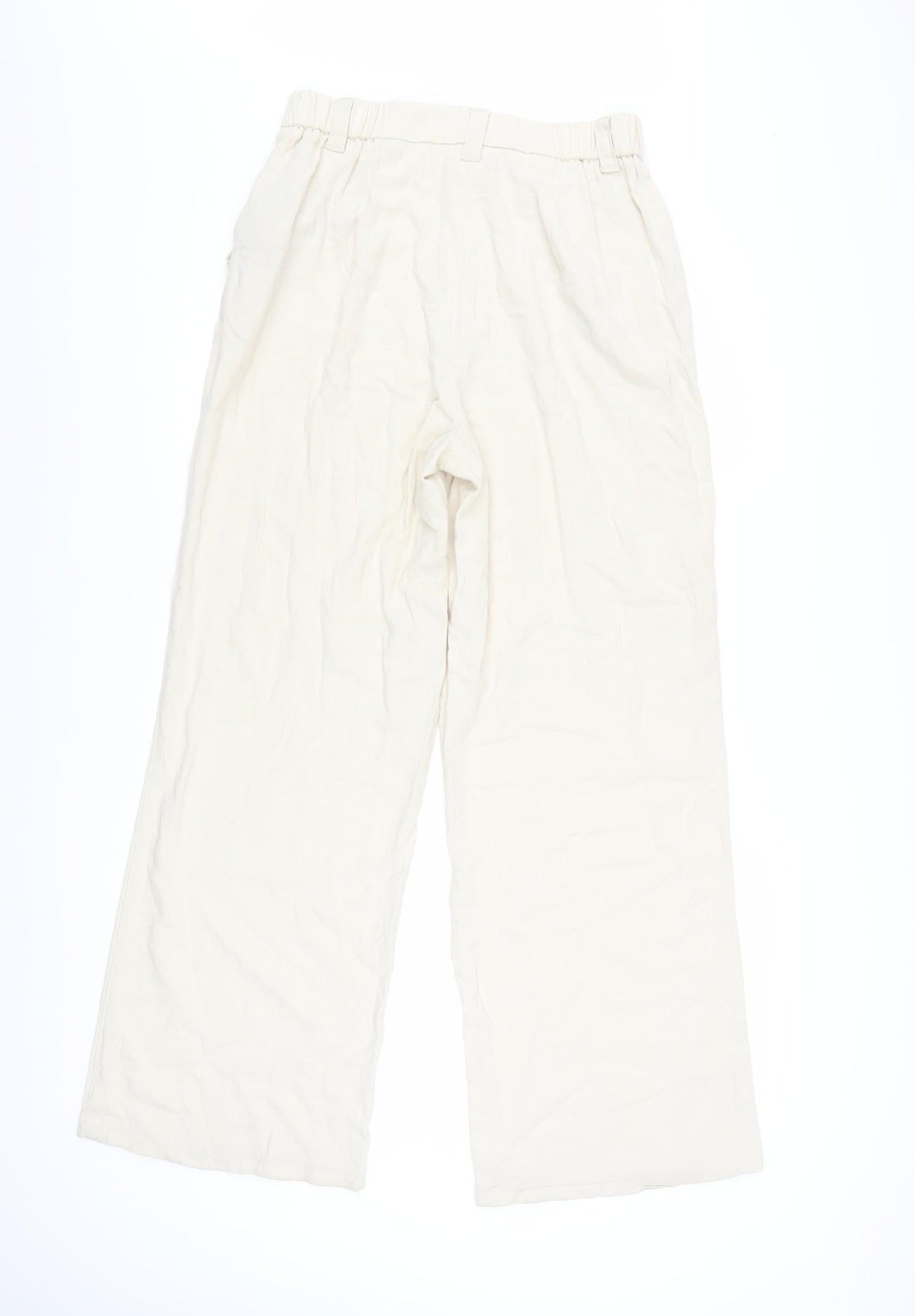ASOS Women Beige Wide-Leg High Rise Pleated Trousers Size 6