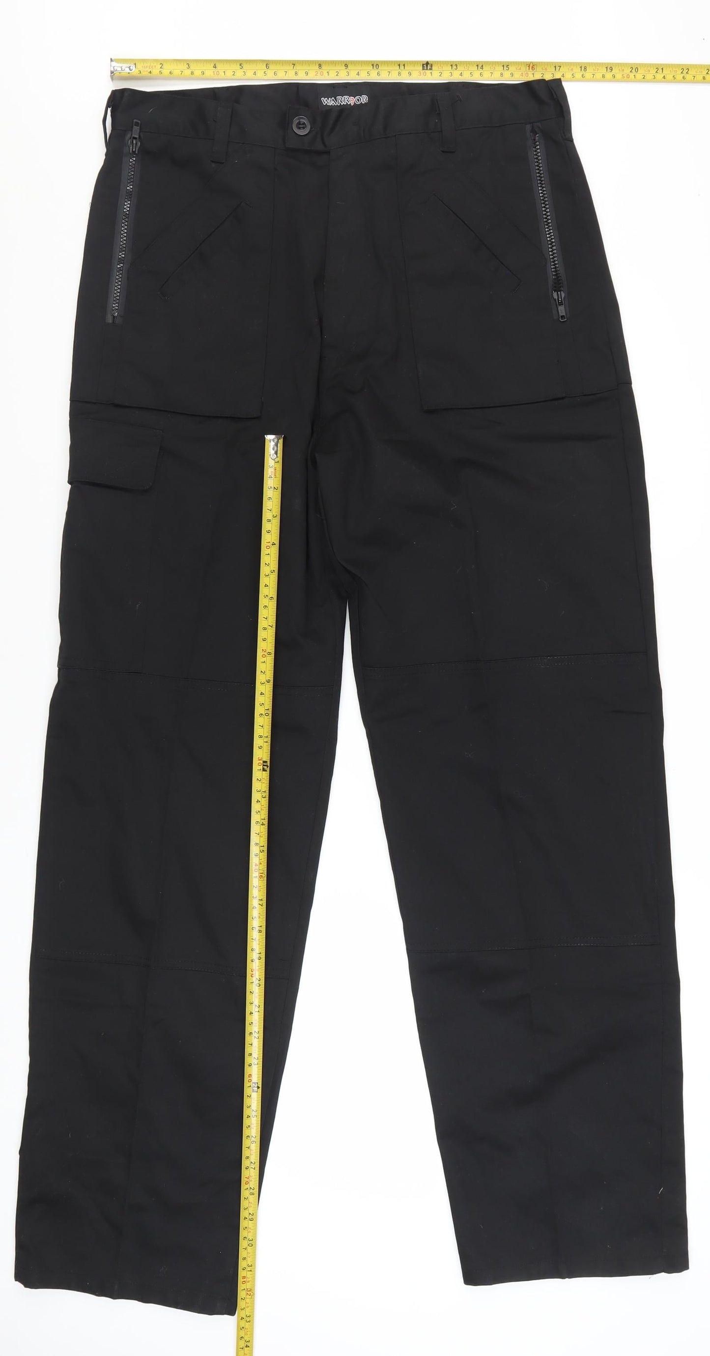 Warrior Men's Black 36R Cargo Workwear Trousers Polyester Cotton Blend