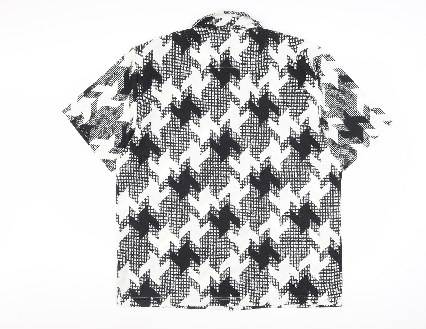 Malibu Beach Club Men's Black Geometric Short Sleeve Button-Up Shirt L