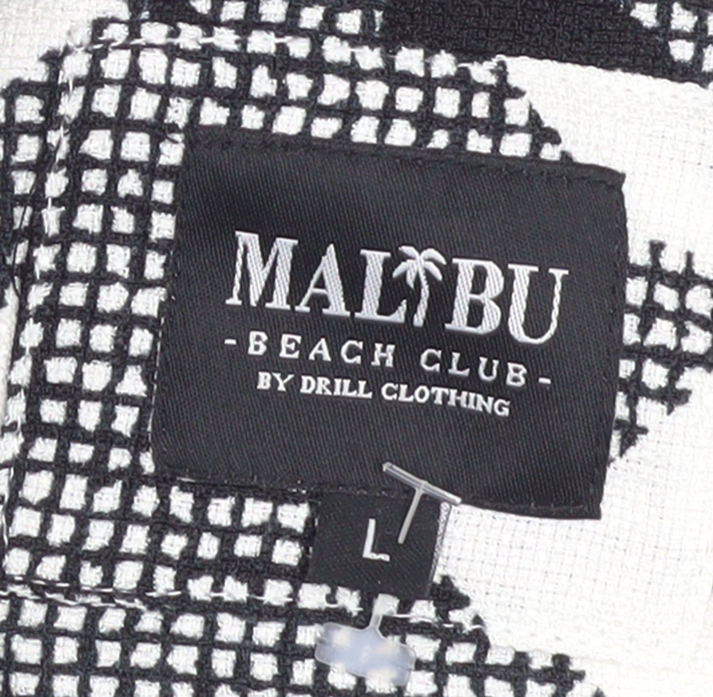 Malibu Beach Club Men's Black Geometric Short Sleeve Button-Up Shirt L