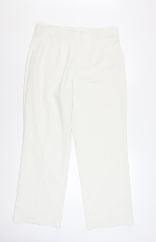 Peruzzi Womens White Straight Leg Trousers Size 14