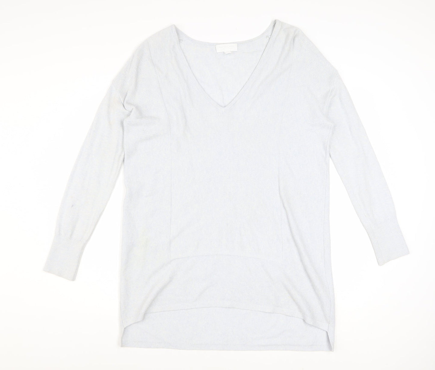 The White Company Women’s Grey V-Neck Long Sleeve Tunic Jumper Size 12