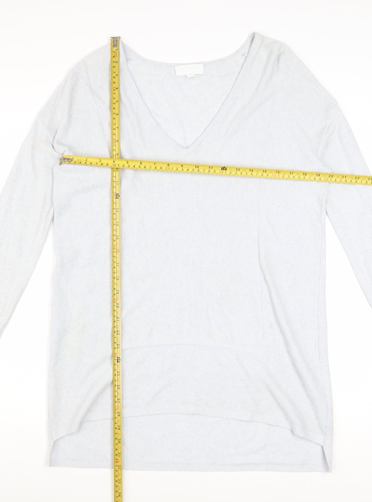 The White Company Women’s Grey V-Neck Long Sleeve Tunic Jumper Size 12