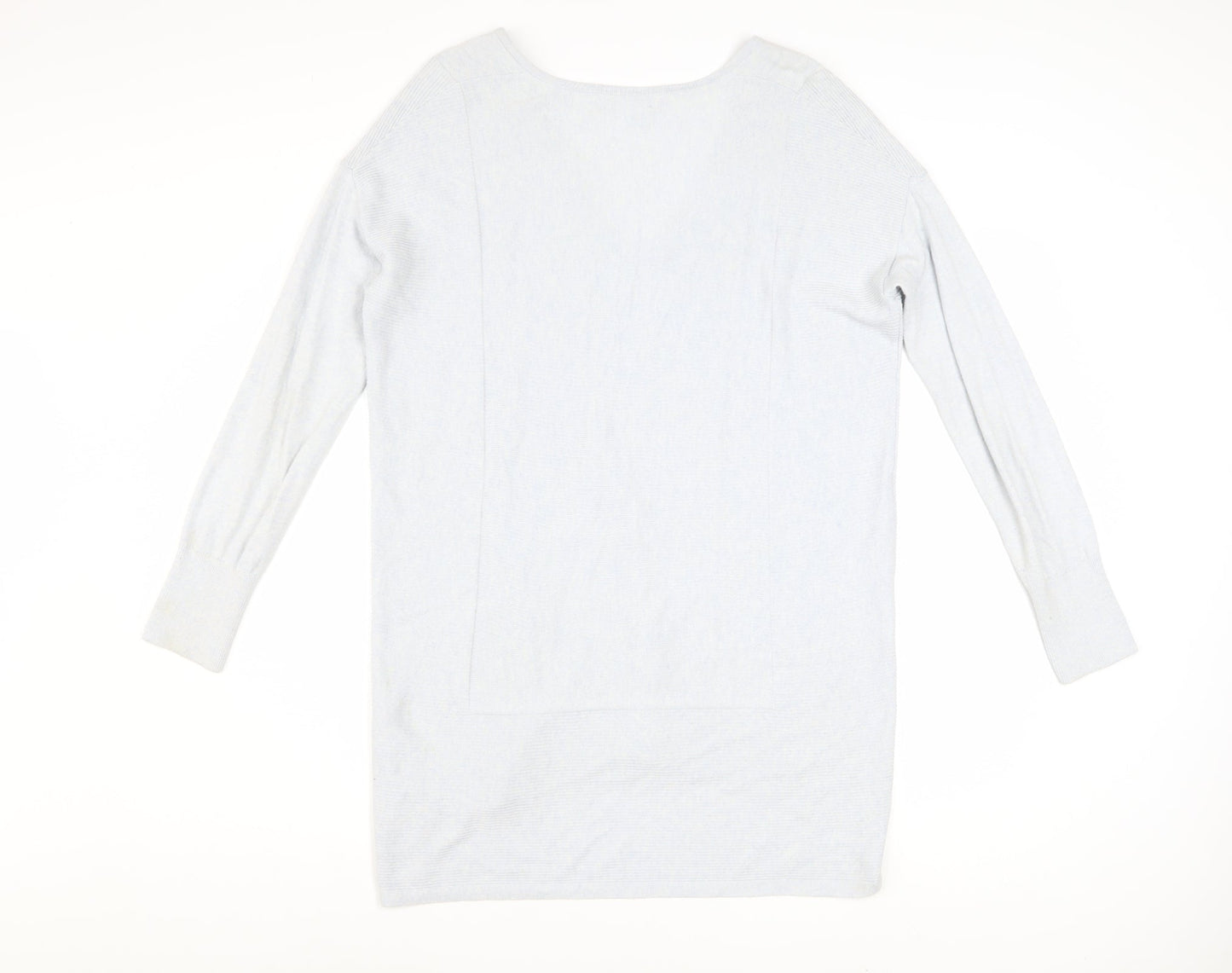 The White Company Women’s Grey V-Neck Long Sleeve Tunic Jumper Size 12