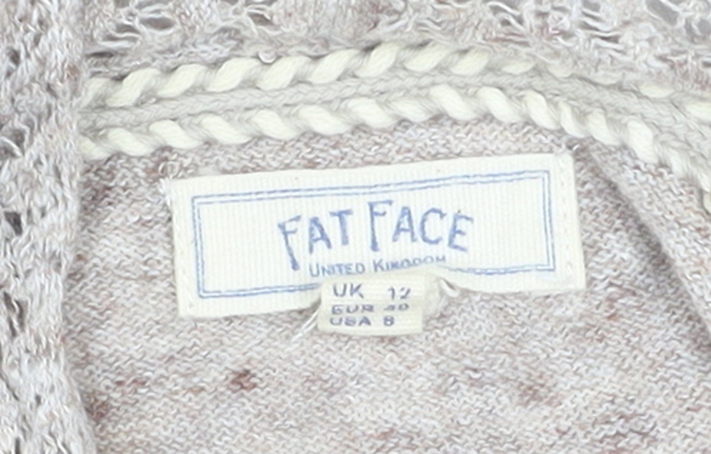 Fat Face Womens Beige Cotton Knit Cardigan UK 12