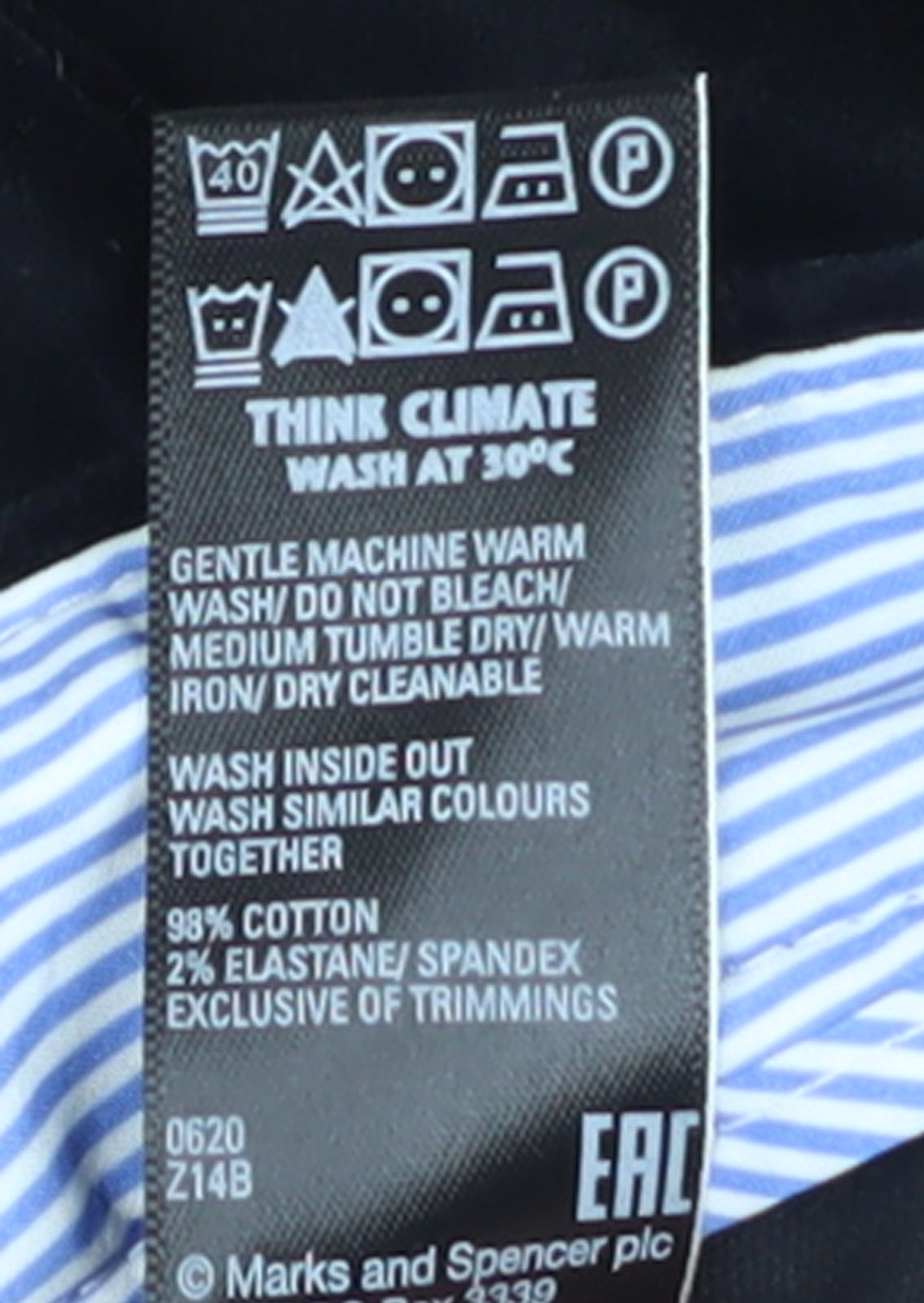 Marks and Spencer Women’s Black Cotton Velvet Stretch Trousers Size 14 Short