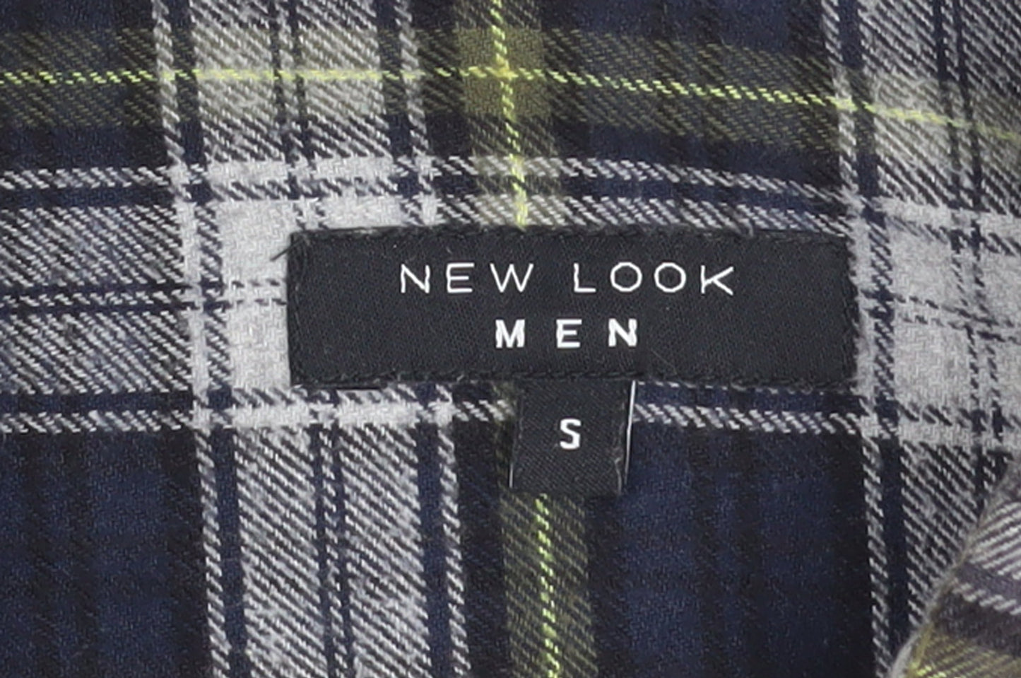New Look Men Blue Plaid Flannel Long Sleeve Button-Up Shirt S