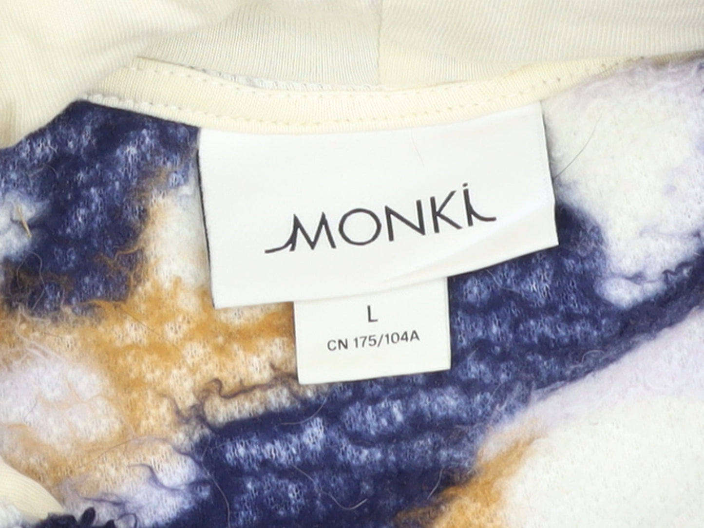 Monki Womens Multicoloured Camouflage Fleece Pullover Hoodie L