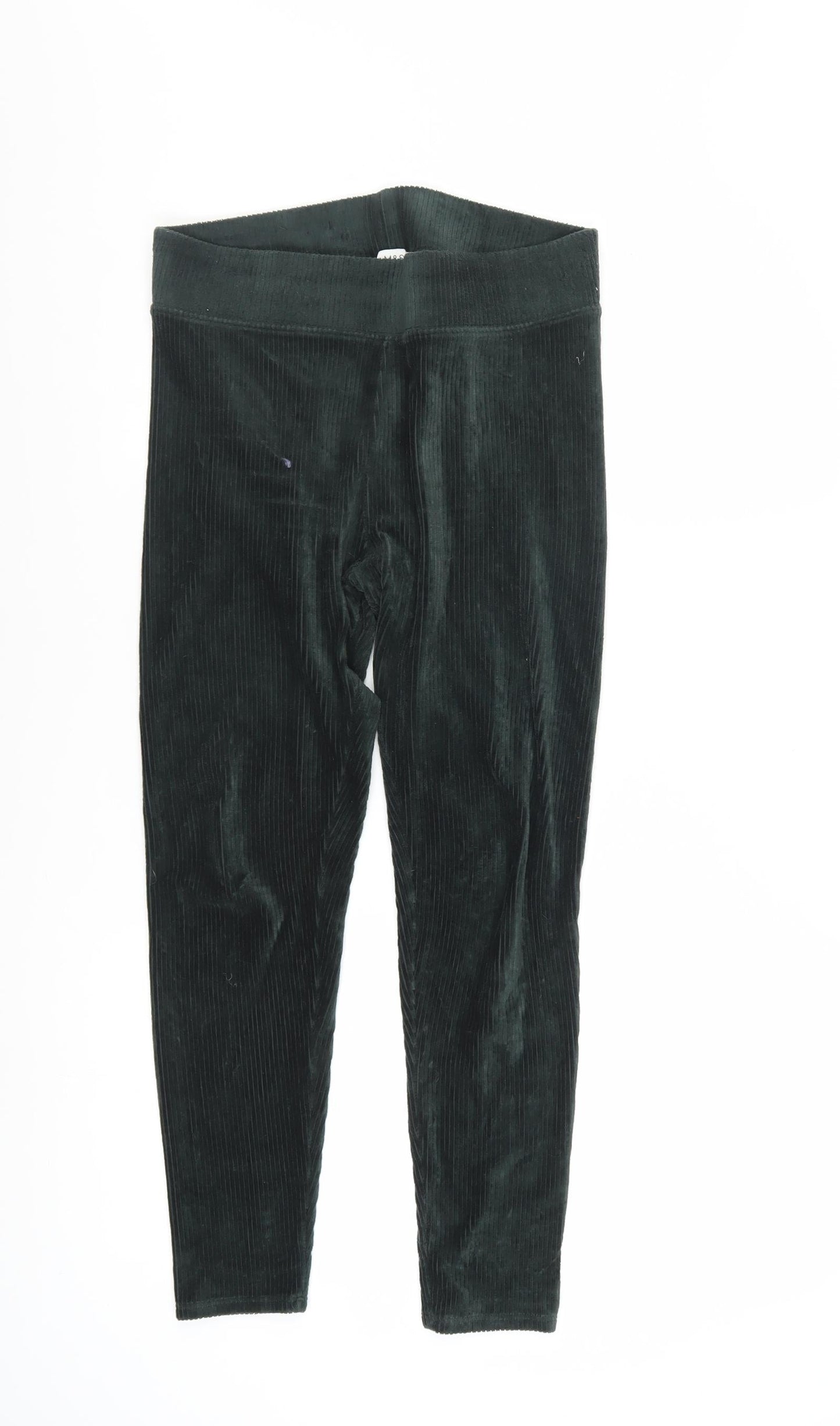 Marks and Spencer Women Black Velvet Cord Leggings Size 10 Short