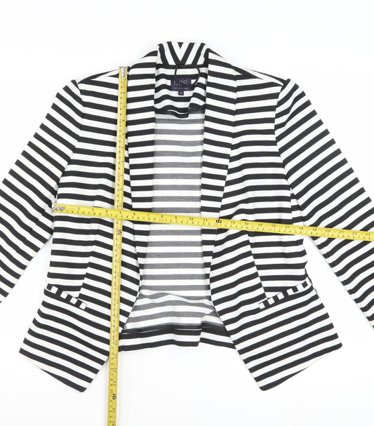 Marks and Spencer Women Black White Striped Blazer UK 14 Classic Fit