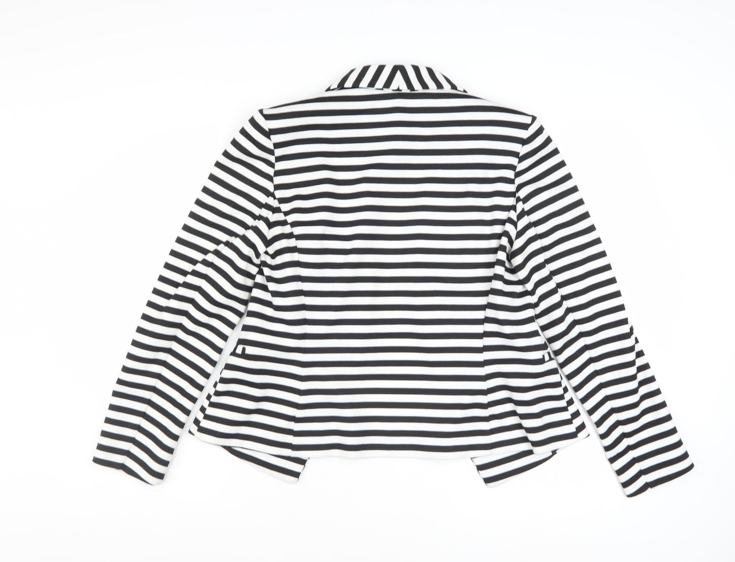 Marks and Spencer Women Black White Striped Blazer UK 14 Classic Fit