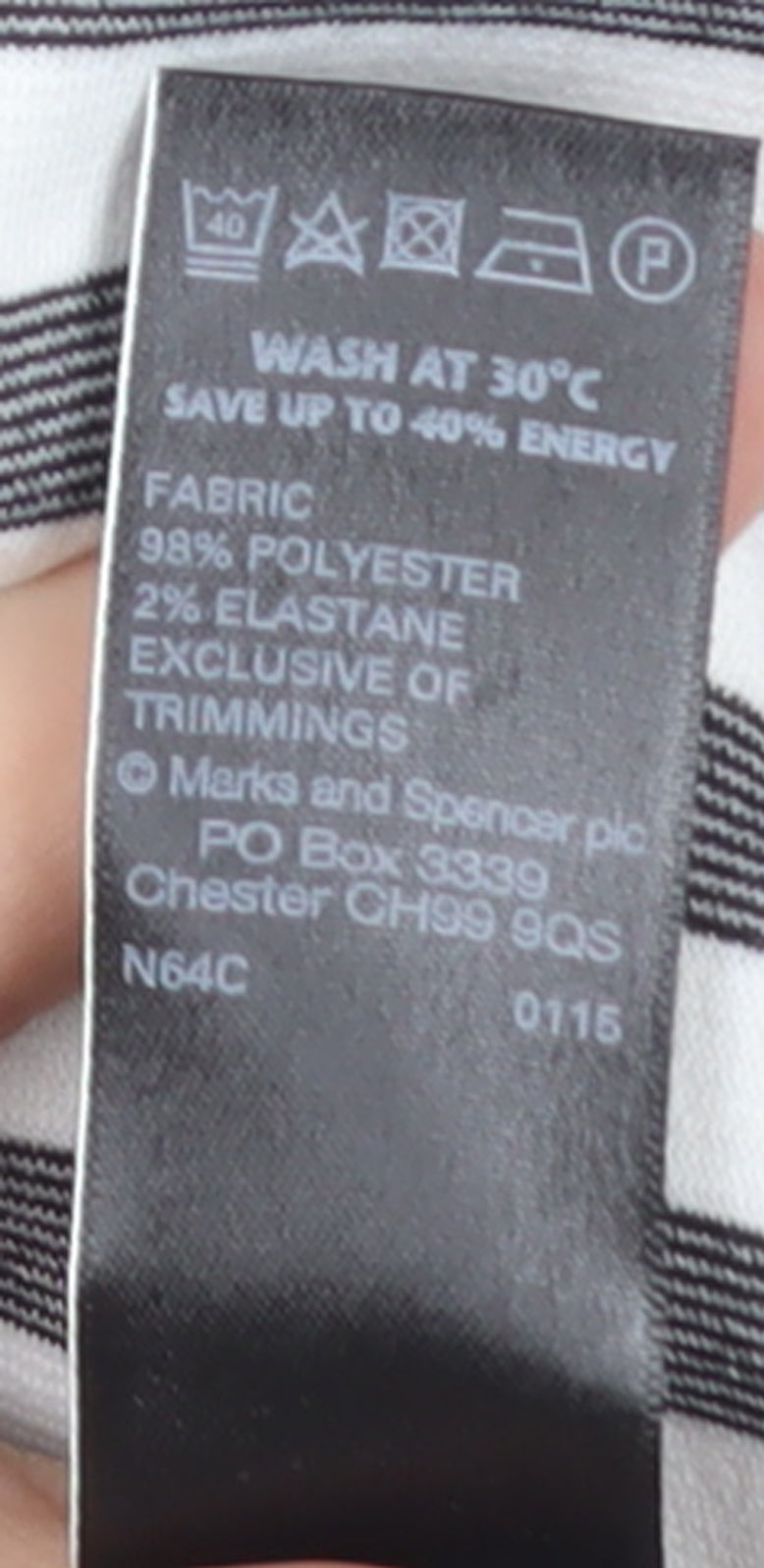 Marks and Spencer Women Black White Striped Blazer UK 14 Classic Fit