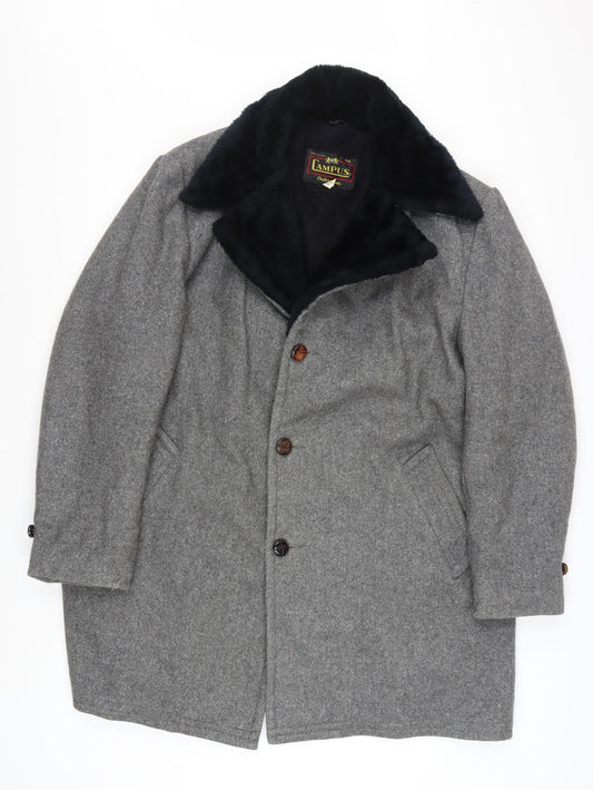 Campus Men's Grey Wool Overcoat 44 Regular Winter Classic Style