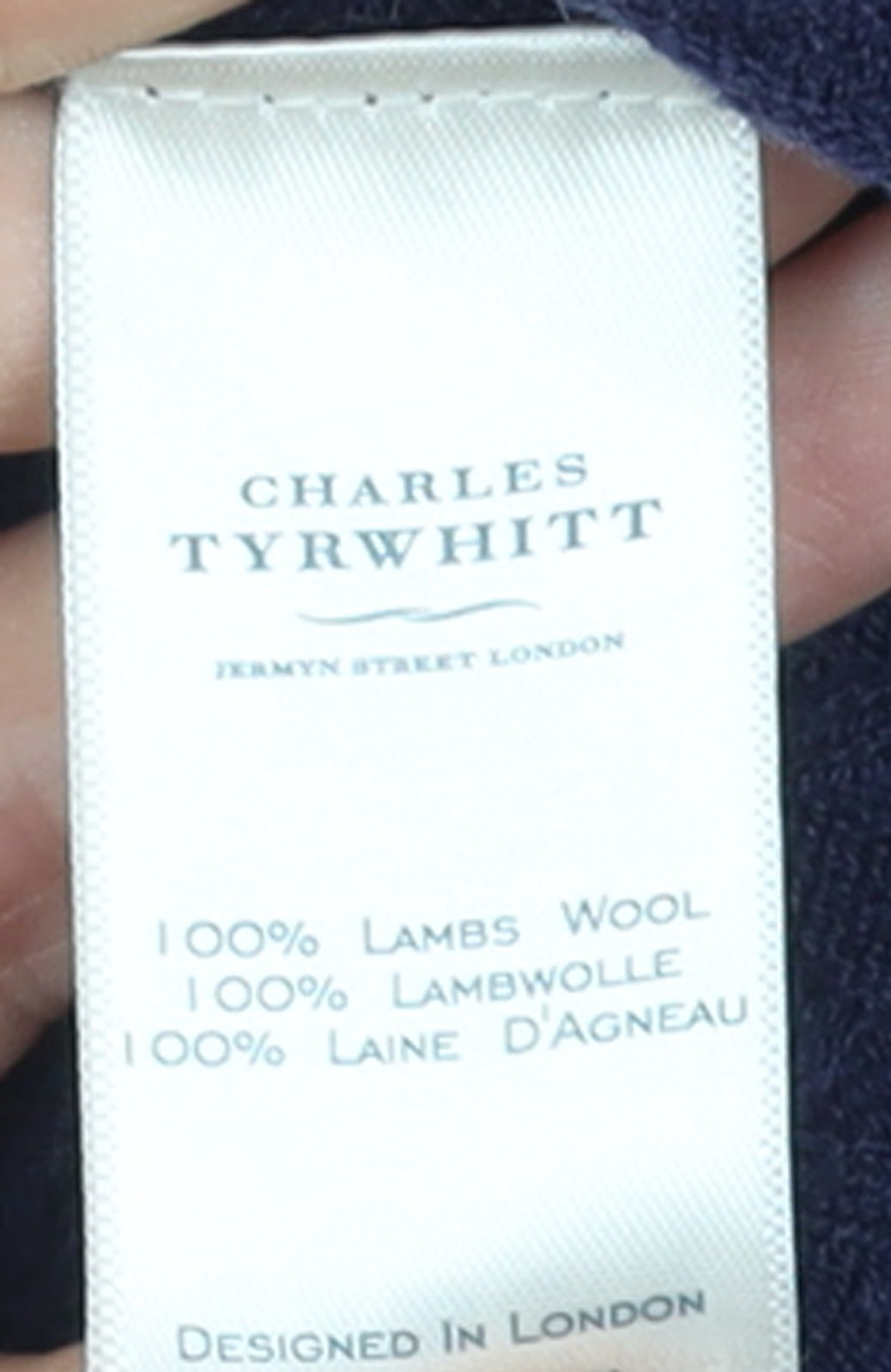 Charles Tyrwhitt Men's Blue Lambswool Cable Knit 1/2 Zip Jumper L
