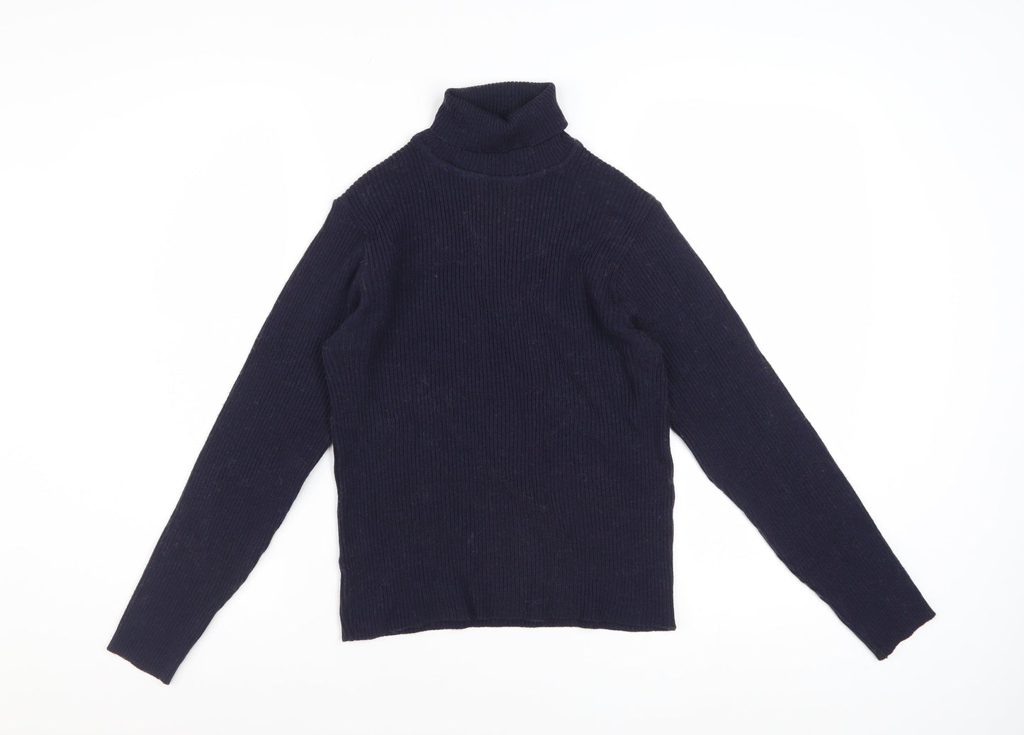 Jaeger Women’s Navy Blue Wool Roll Neck Jumper Size 12