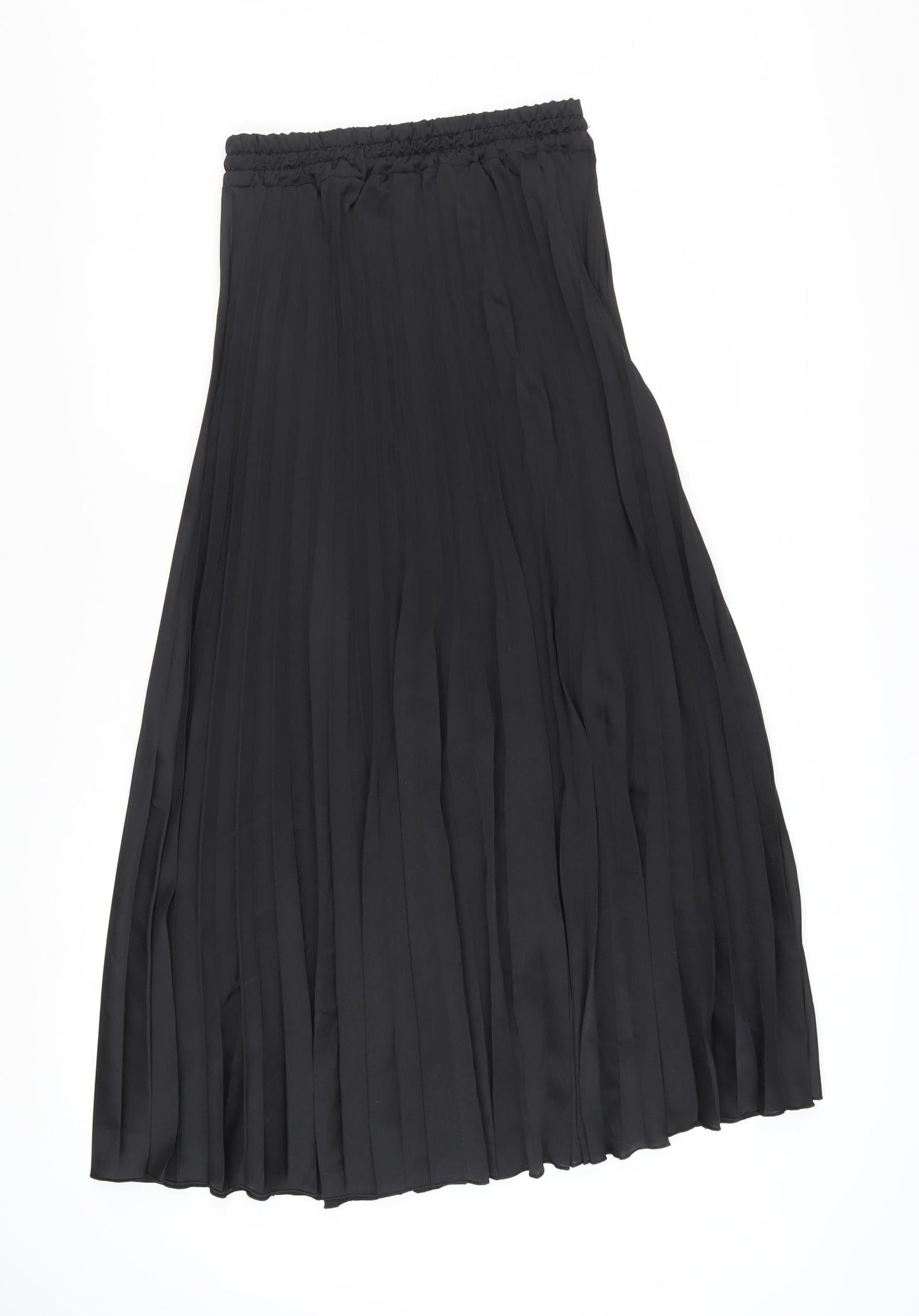 Saiph Lab Womens Black Midi Pleated Skirt Size M Elastic Waist