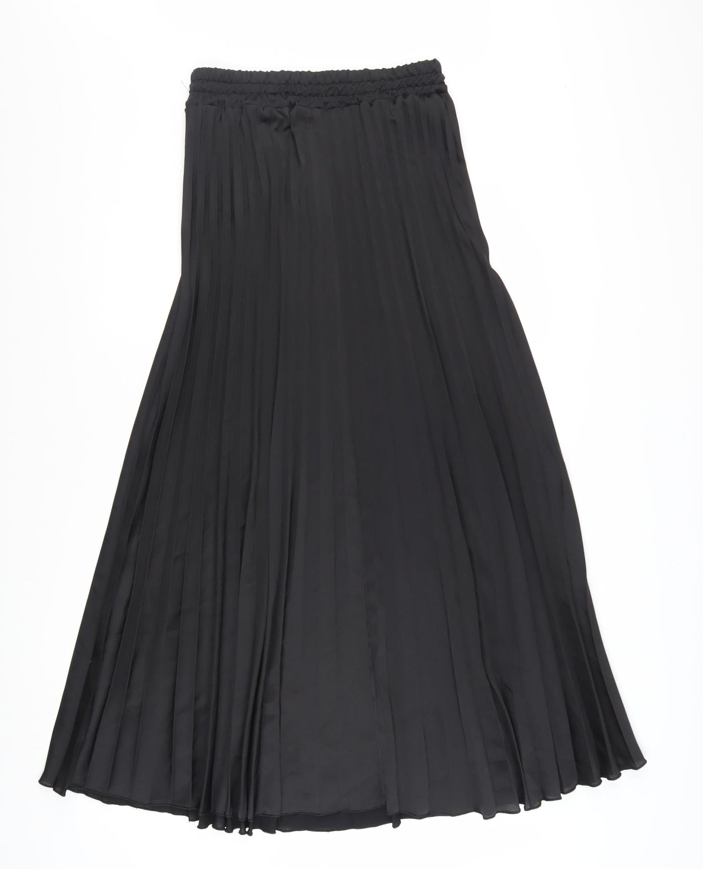 Saiph Lab Womens Black Midi Pleated Skirt Size M Elastic Waist