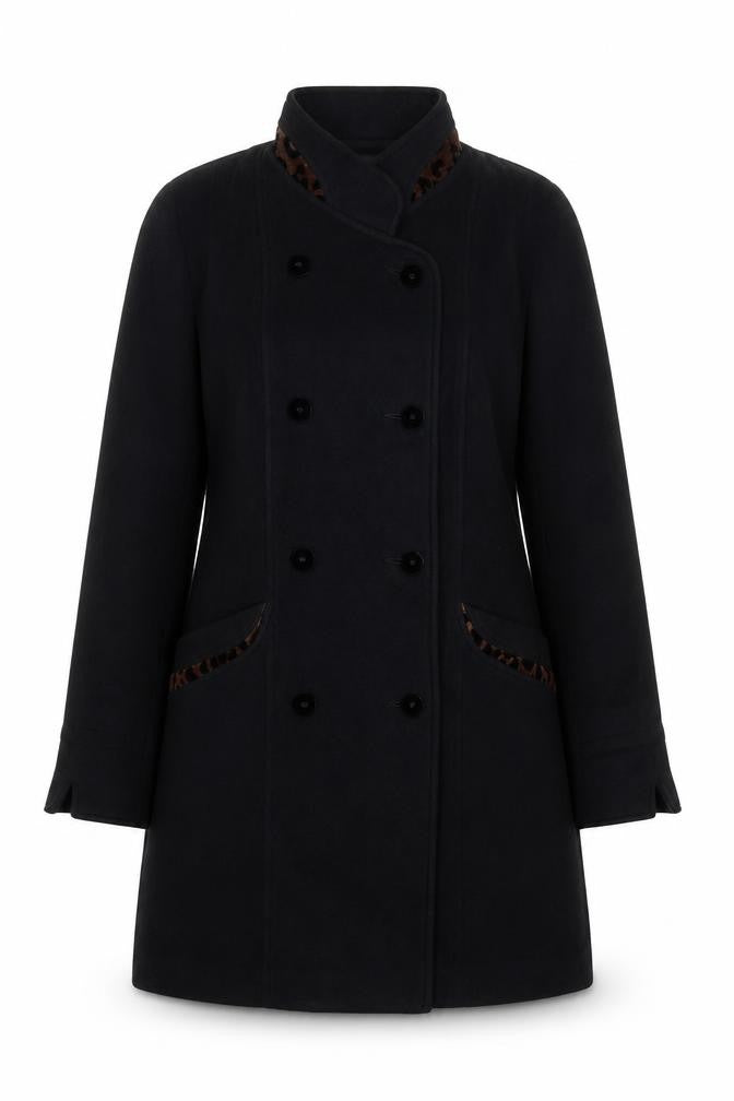 Sanders & Gold Women's Black Wool Cashmere Pea Coat Size 10