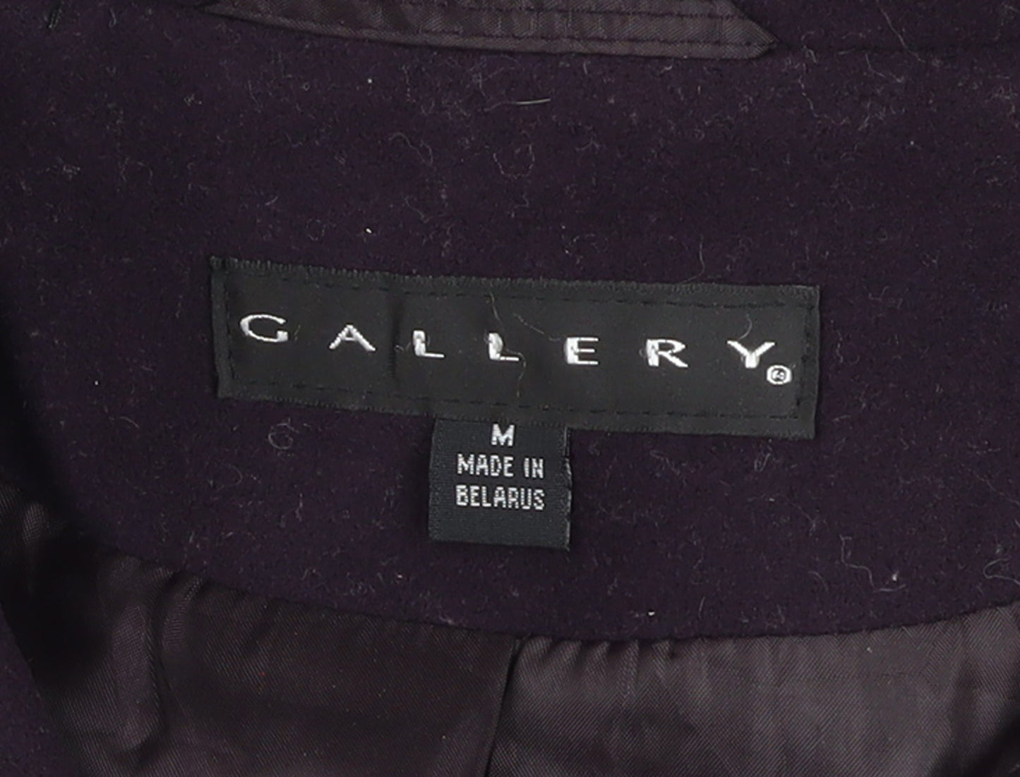 Gallery Women's Purple Wool Blend Mid-Length Overcoat M