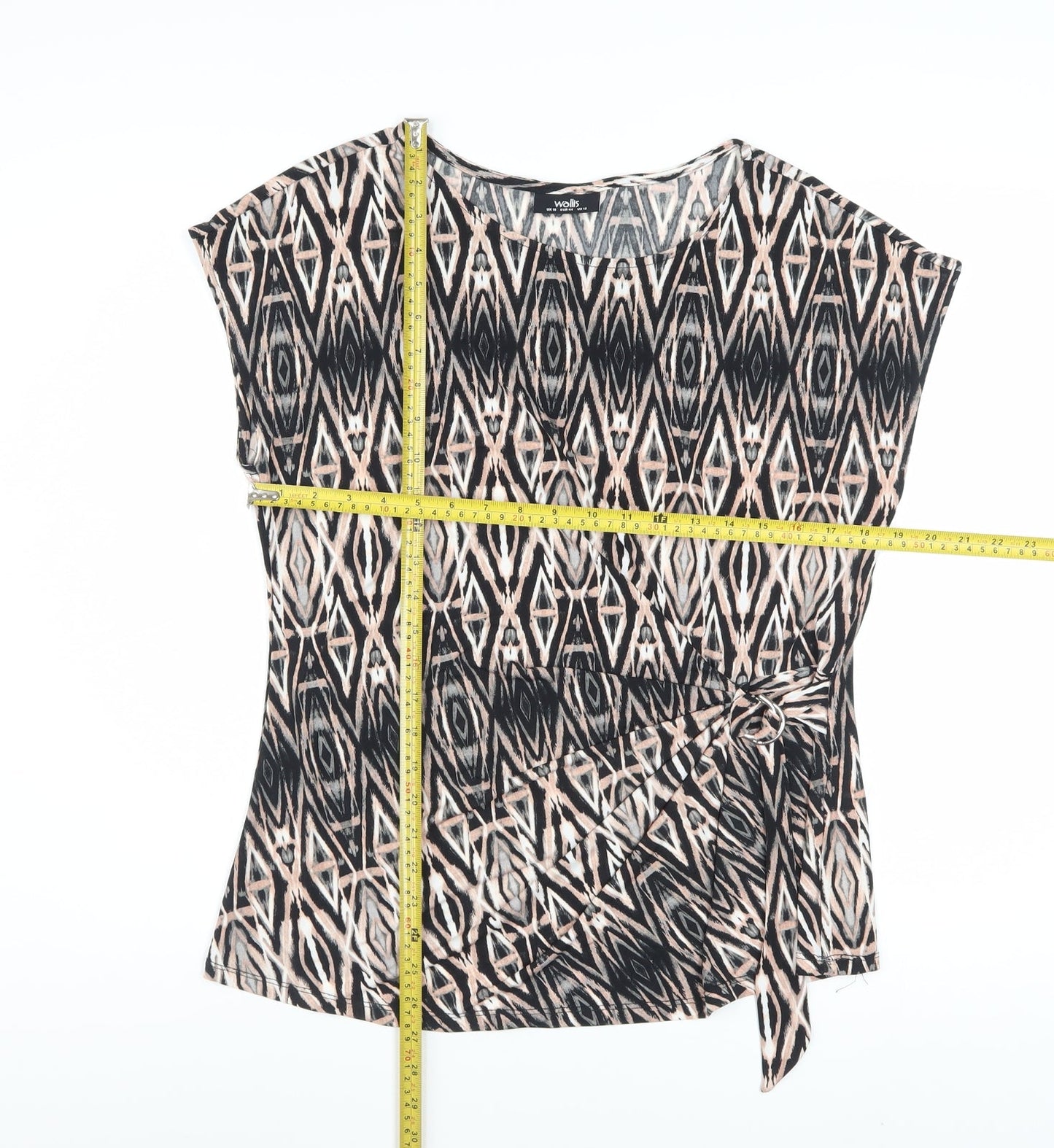 Wallis Women's Multicoloured Geometric Wrap Blouse Size 16
