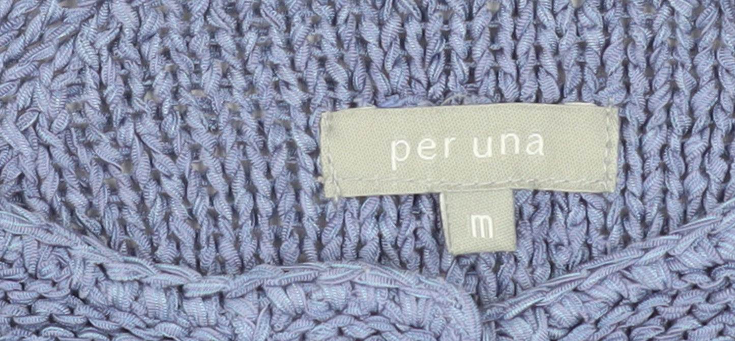 Marks and Spencer Per Una Women's Blue Floral Knit Cardigan M