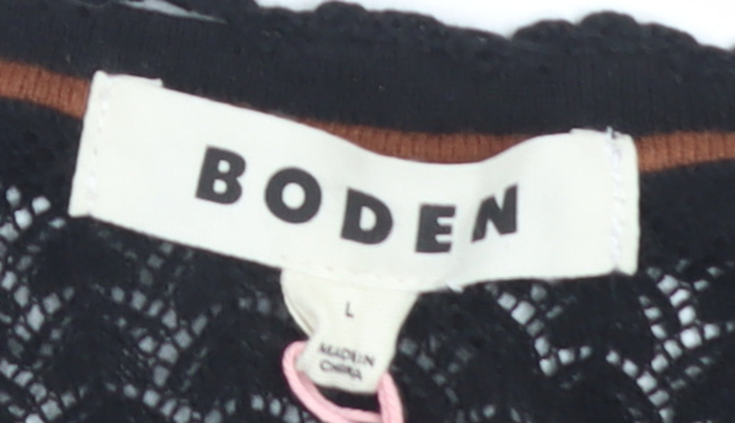 Boden Women's Black Crochet Cotton Sleeveless Tank Top L