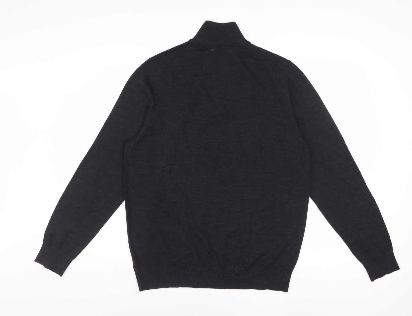 Marks and Spencer Men’s Black Merino Wool 1/2 Zip Jumper Size L