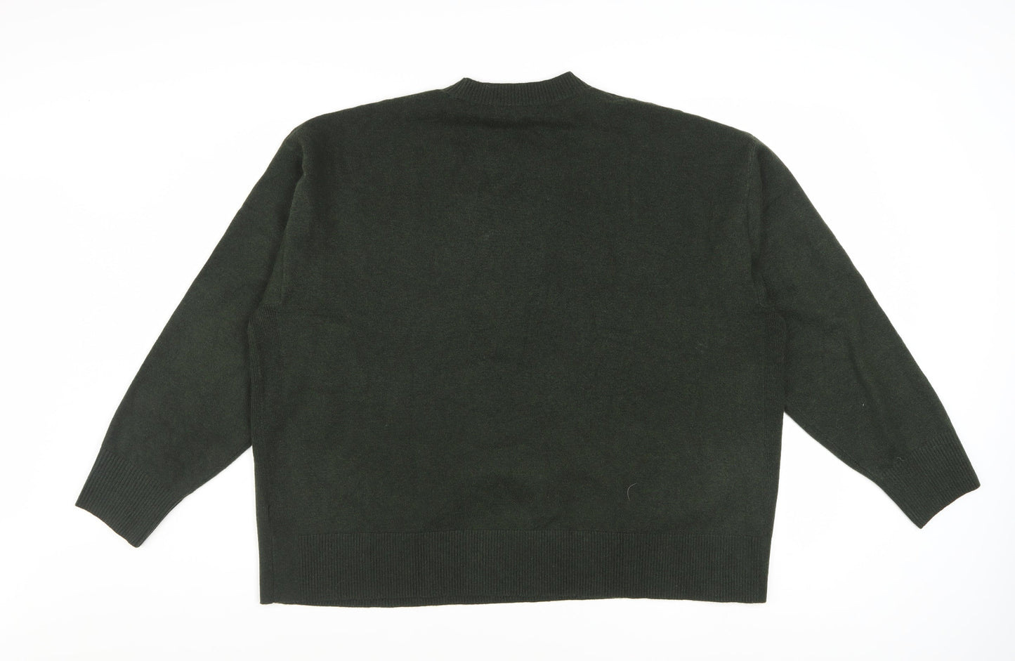 Marks and Spencer Women's Green Wool Blend XL Crew Neck Jumper